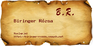 Biringer Rózsa névjegykártya
